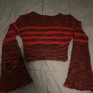 Red and Black Striped Knit Sweater